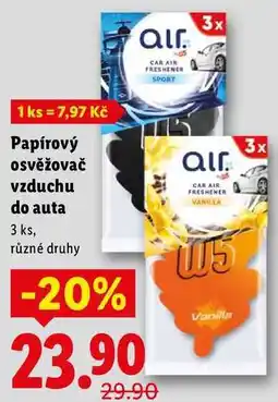 Lidl Papírový osvěžovač vzduchu do auta, 3 ks nabídka