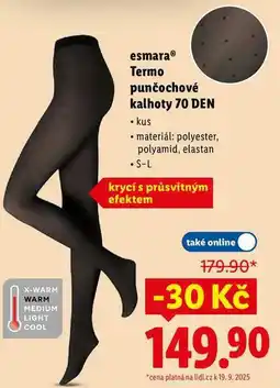Lidl esmara Termo punčochové kalhoty 70 DEN nabídka