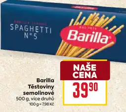Billa Barilla Těstoviny semolinové nabídka