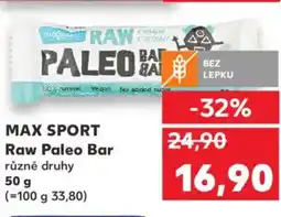 Kaufland MAX SPORT Raw Paleo Bar nabídka