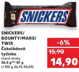 Kaufland SNICKERS/ BOUNTY/MARS/ TWIX Čokoládová tyčinka nabídka