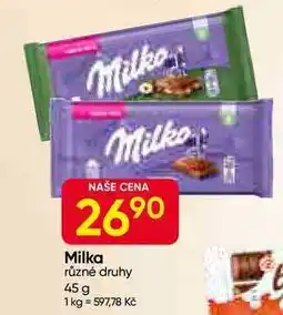 Hruška Milka různé druhy 45 g nabídka
