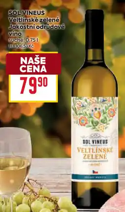 Billa SOL VINEUS Veltlínské zelené Jakostní odrůdové víno nabídka