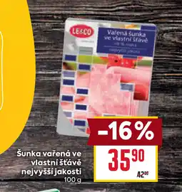 Billa Šunka vařená ve vlastní šťávě nejvyšší jakosti nabídka