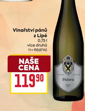 Billa Vinařství pánů z Lipé nabídka