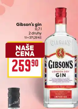 Billa Gibson's gin nabídka