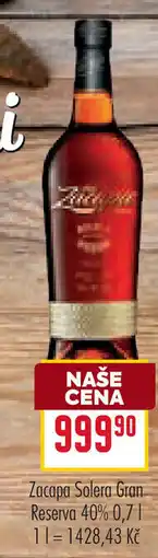 Billa Zacapa Solera Gran Reserva 40% nabídka