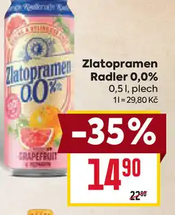 Billa Zlatopramen Radler 0,0% nabídka
