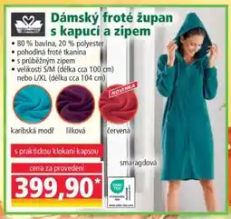 Norma Dámský froté župan s kapucí a zipem nabídka