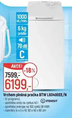 Globus Vrchem plněná pračka BTW L60400EE/N nabídka