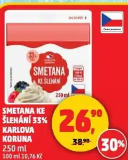 Penny Market Smetana ke šlehání 33% karlova koruna nabídka