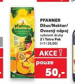 Kaufland Pfanner džus, nektar a nápoj nabídka