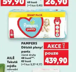 Kaufland Pampers dětské plenky / pants nabídka