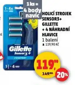 Penny Market Holicí strojek sensor3+ gillette +4 náhradní hlavice nabídka