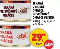 Penny Market Sekaná v rajské omáčce, ve svíčkové omáčce veseko nabídka