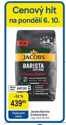 Tesco Jacobs Barista Zrnková káva nabídka