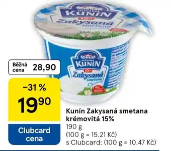 Tesco Kunín Zakysaná smetana krémovitá 15% nabídka