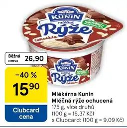 Tesco Mlékárna Kunín Mléčná rýže ochucená nabídka
