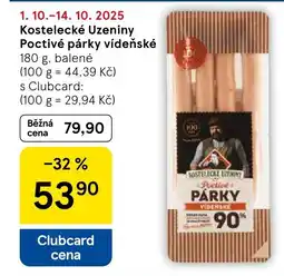 Tesco Kostelecké Uzeniny Poctivé párky vídeňské nabídka
