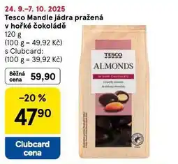 Tesco Mandle jádra pražená v hořké čokoládě nabídka