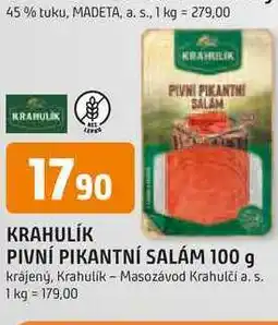 Trefa KRAHULIK PIVNÍ PIKANTNÍ SALÁM 100 g krájený nabídka