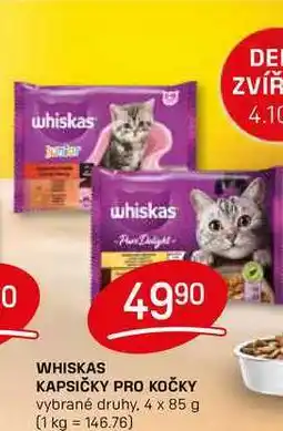 Flop WHISKAS KAPSIČKY PRO KOČKY vybrané druhy, 4 x 85 g nabídka