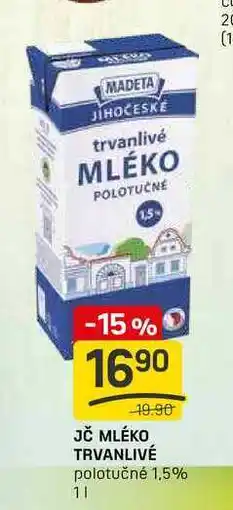 Flop JČ MLÉKO TRVANLIVÉ polotučné 1,5% 1l nabídka
