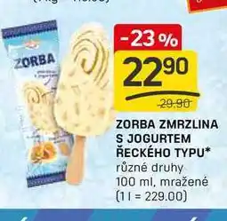 Flop ZORBA ZMRZLINA S JOGURTEM ŘECKÉHO TYPU různé druhy 100 ml, mražené nabídka