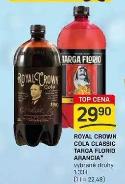 Flop ROYAL CROWN COLA CLASSIC TARGA FLORIO ARANCIA vybrané druhy 1.33l nabídka
