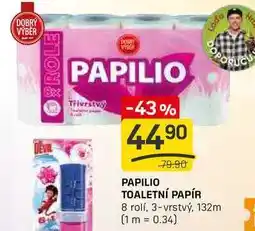 Flop PAPILIO TOALETNÍ PAPÍR 8 rolí, 3-vrstvý nabídka
