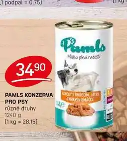 Flop PAMLS KONZERVA PRO PSY různé druhy 1240 g nabídka