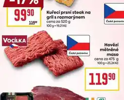 Billa Hovězí mělněné maso cena za 475 g nabídka