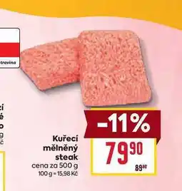 Billa Kuřecí mělněný steak cena za 500 g nabídka