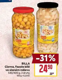 Billa BILLA Cizrna, fazole bílé ve slaném nálevu 540/400 g nabídka