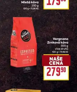 Billa Vergnano Zrnková káva 500 g nabídka