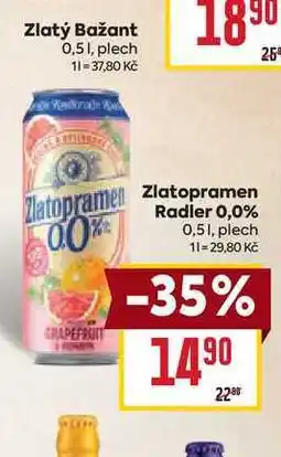 Billa Zlatopramen Radler 0,0% 0,51, plech nabídka