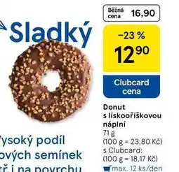 Tesco Donut s lískooříškovou náplní, 71 g nabídka