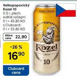 Tesco Velkopopovický Kozel 10, 0,5 l nabídka