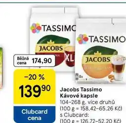 Tesco Jacobs Tassimo Kávové kapsle, 104-268 g nabídka