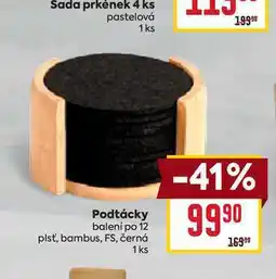 Billa Podtácky balení po 12 plsť, bambus, FS, černá 1 ks nabídka