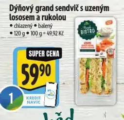 Albert Dýňový grand sendvič s uzeným lososem a rukolou nabídka