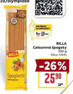 Billa BILLA Celozrnné špagety nabídka