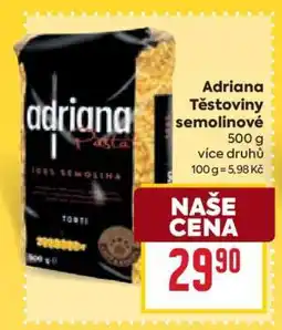 Billa Adriana Těstoviny semolinové nabídka