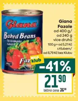 Billa Giana fazole nabídka