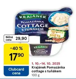 Tesco Krajánek Pomazánka Cottage s tuňákem nabídka