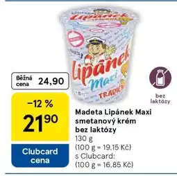 Tesco Madeta Lipánek Maxi smetanový krém bez laktózy nabídka