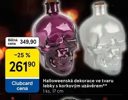 Tesco Halloweenská dekorace ve tvaru lebky s korkovým uzávěrem nabídka