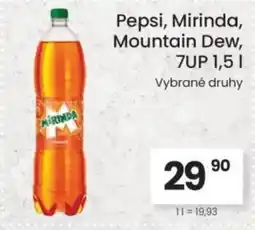 Kubík potraviny Pepsi, Mirinda, Mountain Dew, 7UP nabídka