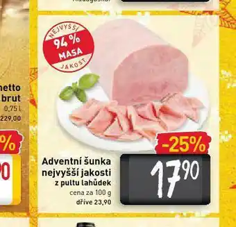 Billa Adventní šunka nejvyšší jakosti nabídka