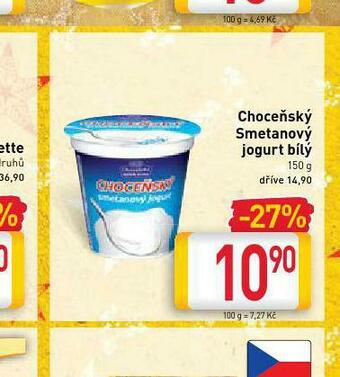 Billa Choceňský smetanový jogurt bílý nabídka